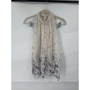 Via Signoria 100% Silk Y2K Retro Whimsical Blouse Women M Cream Artsy Fairycore